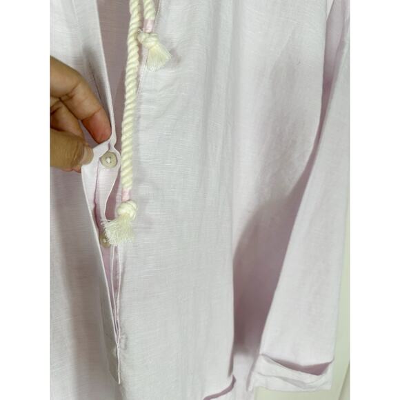 J. Crew Beachwear Large Pink Linen Blend Cover Up Tunic Coastal Beach Pockets - Picture 7 of 14